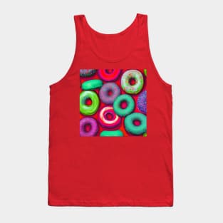 Colorful Donuts Red Tank Top